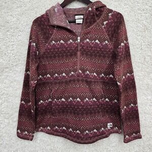 The North Face Women's Fleece Knit‎ Hoodie Pink Brown Medium